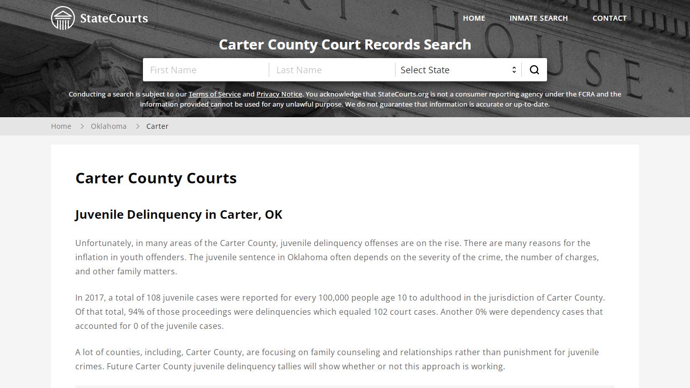 Carter County, OK Courts - Records & Cases - StateCourts