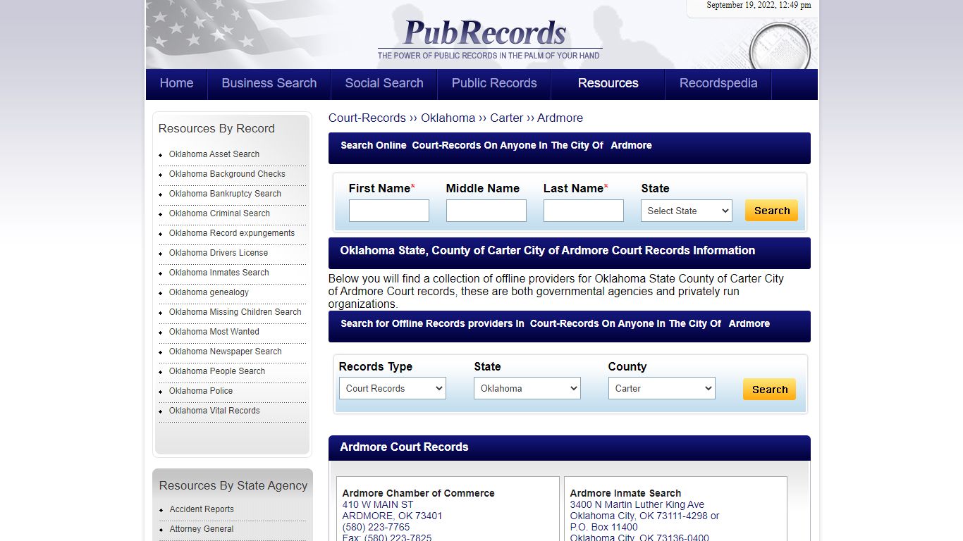 Ardmore, Carter County, Oklahoma Court Records - Pubrecords.com